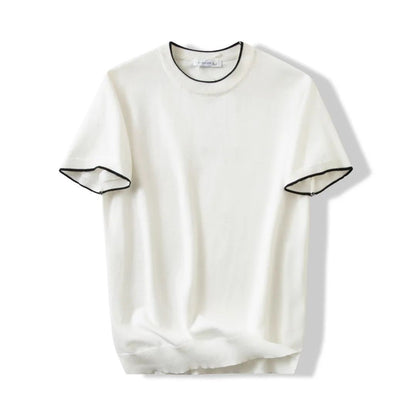 Lazy And Versatile Knitted Round Neck T-shirt For Men
