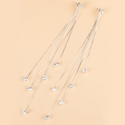 Front 2 Back 3 Strings Lucky Beads Tassel Earrings
