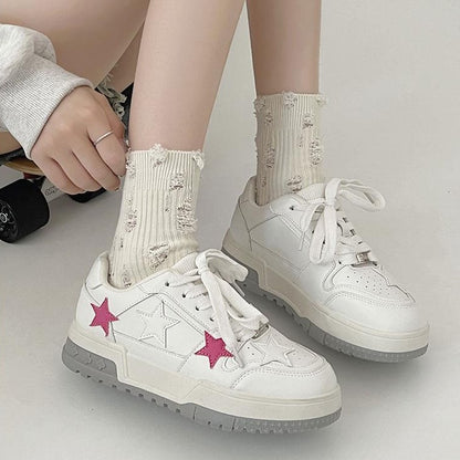 Women Korean Style Round Toe High-end Versatile Low-top Sneakers