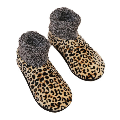 Casual Plus Size Warm Women Winter Leopard Print Room Socks