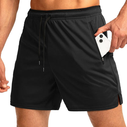 Men's Running Short Belt Zipper Pocket Quick-drying Gym Exercise Lightweight