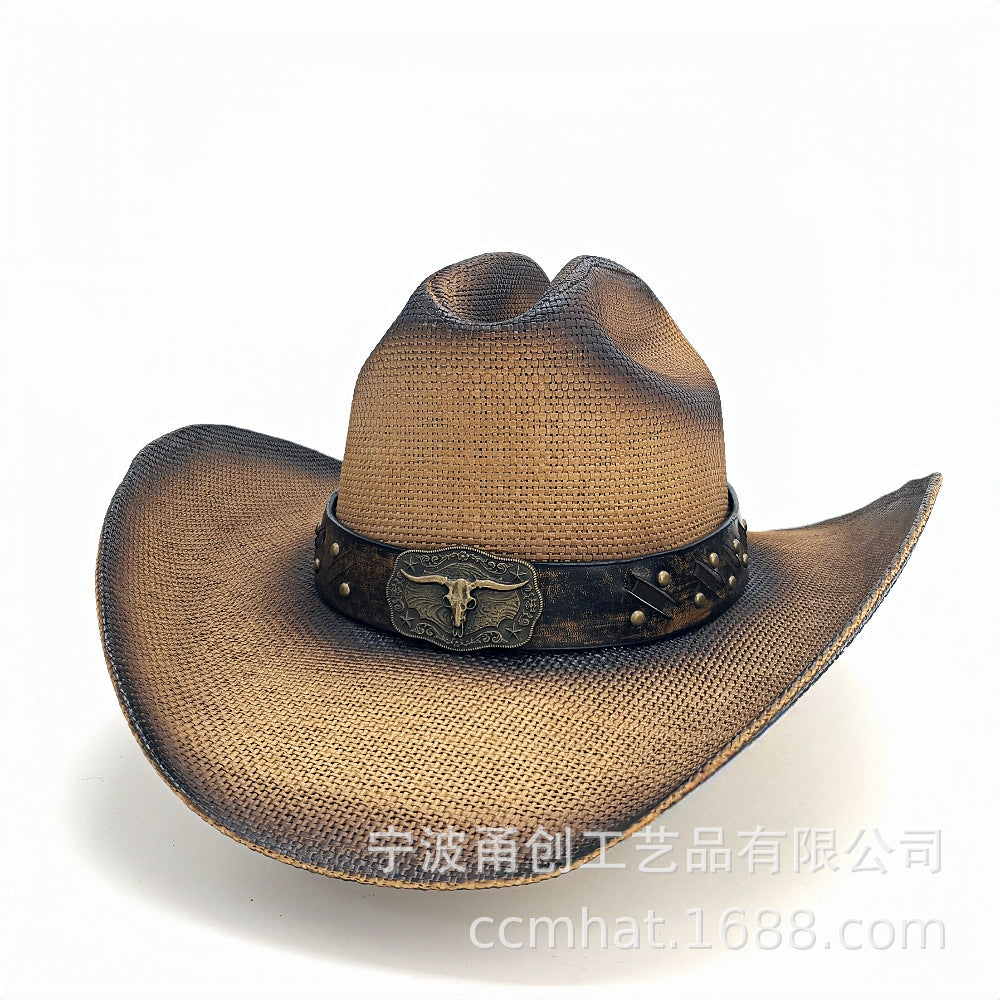 Retro Cowboy Hat Cow Head Belt Decoration