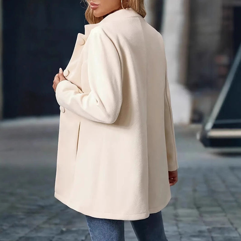 Womens Elegant Single Breasted Coat Long Sleeve Mid Winter Overcoat Work Office Coats