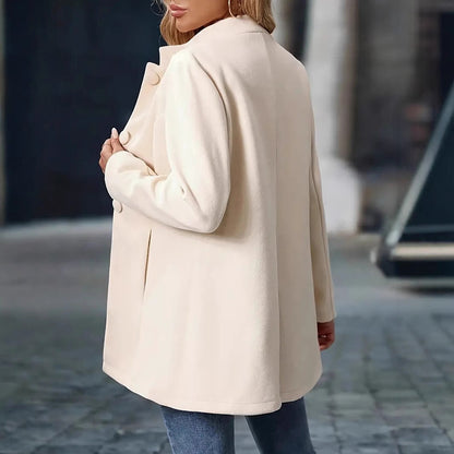 Womens Elegant Single Breasted Coat Long Sleeve Mid Winter Overcoat Work Office Coats