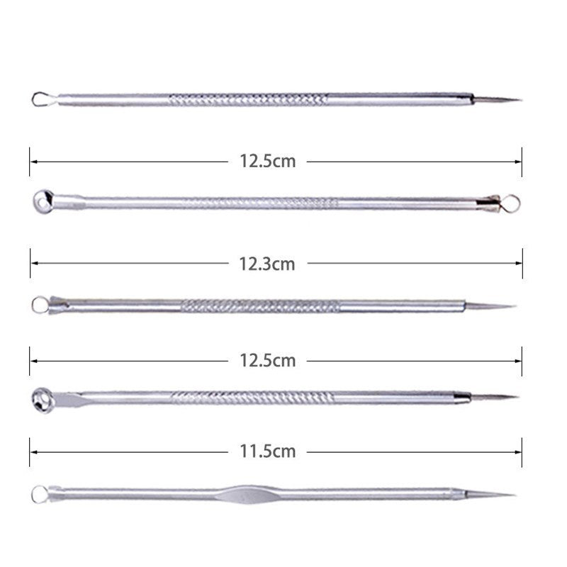 9pcs Stainless Steel Acne Needle Cell Clamp Double-headed Acne Acne Needle