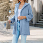 Pine Plush Hooded Cardigan Mid-length Coat Women