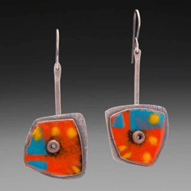 Retro Geometric Enamel Personalized Earrings