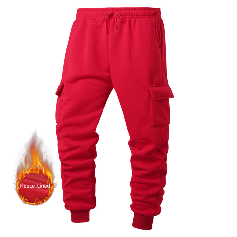 Warm Thick Trousers Sweatpants Men's Thicken Ankle-tied