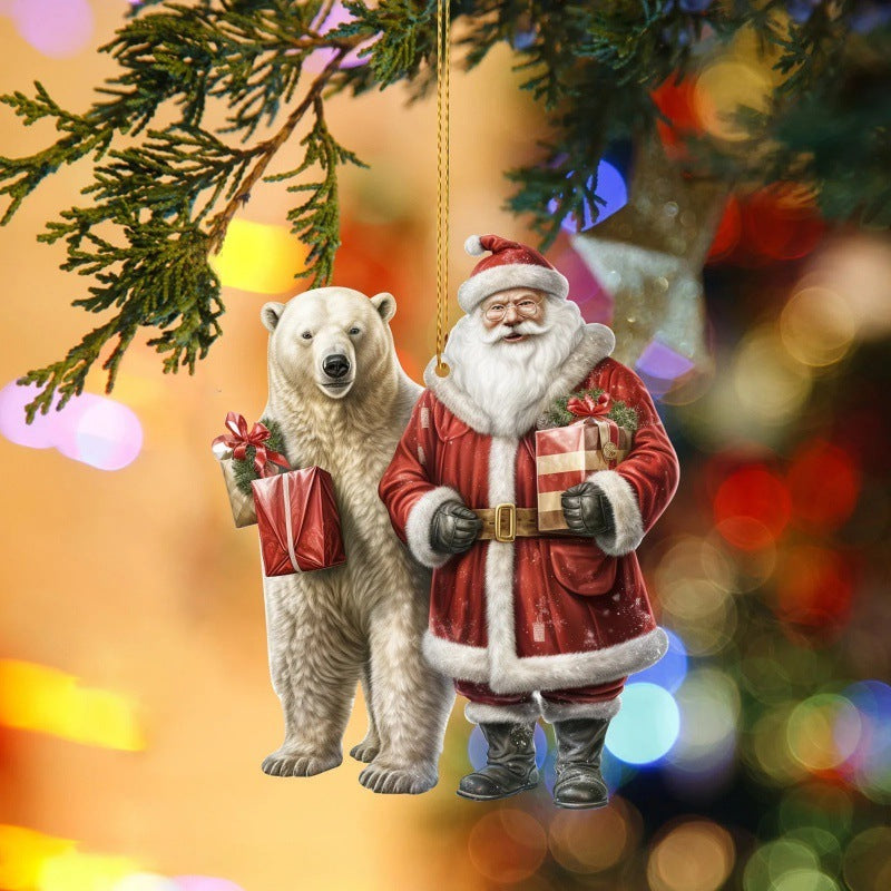 Old Man And Polar Bear Christmas Pendant Christmas Tree Decoration