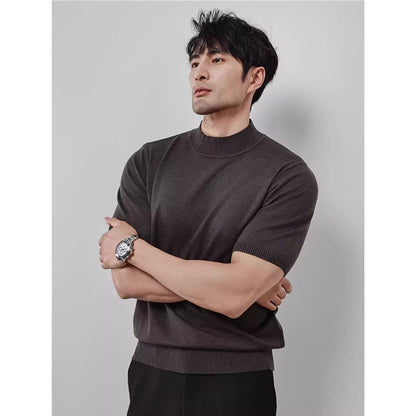 Knitwear Men's Ice Silk Half Turtleneck Solid Color