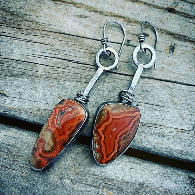 Retro Geometric Enamel Personalized Earrings