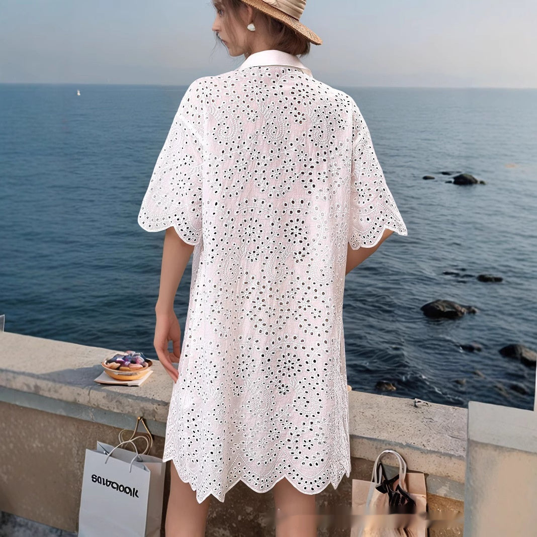 Hollow Cardigan Fashion Short Sleeve Dress