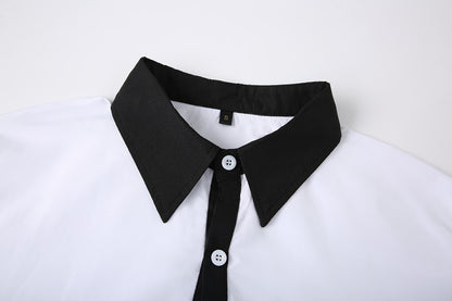 A Handsome Business And Fashionable Long-sleeved Shirt With Contrasting Colors For A Teenage Man