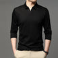 Men's Solid Color Shirt Casual Cotton Lapel Long Sleeve Top