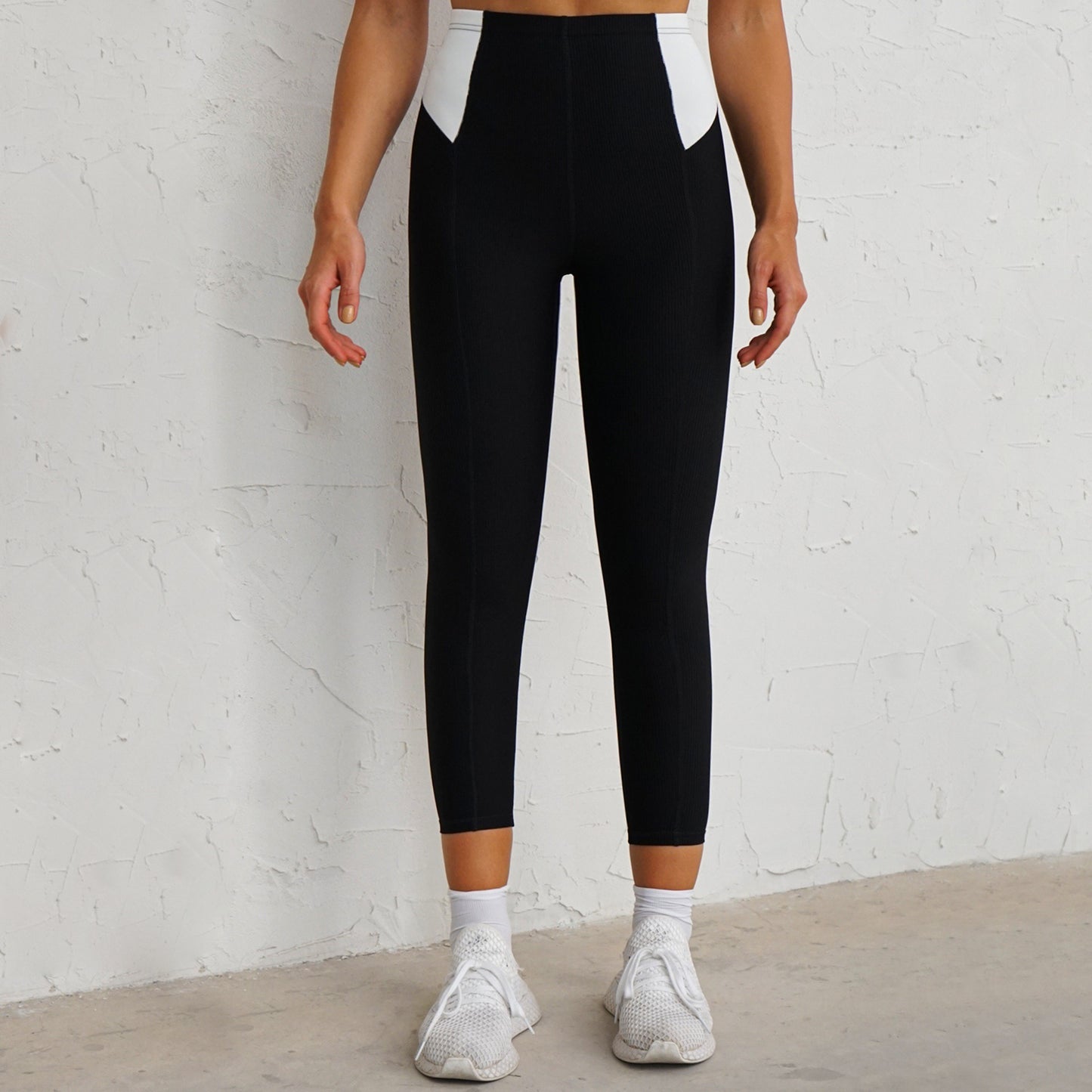 Rib Color Contrast Running Slim Fitness Suit Women Shock Absorbing Gathering Sports Bra