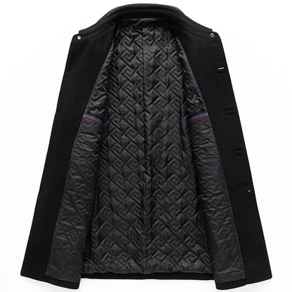 Lapel New Middle-aged Men Coat Woolen Coat