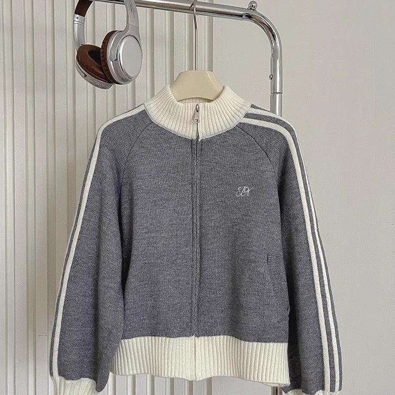 Women's Long-sleeved Stand Collar Sweater Coat