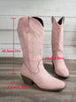 Pointed Toe Western Cowboy Boot Women's Large Size Embroidered Thick Boots