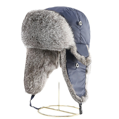 Rabbit Fur Unisex Thickened Warm Ear Protection Cold-proof Outdoor Hat