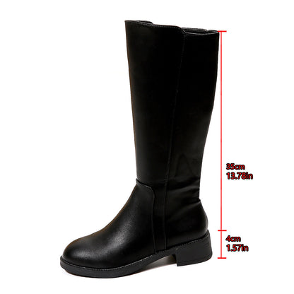 Womens Side-Zip Flat-Heel Knight Tall Boots