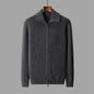 New Pure Wool Zipper Cardigan Fall Winter Men Lapel Shirt Coat