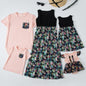 Fashion Waist Stitching Stitching Print Long Dress Parent-child Outfit Family