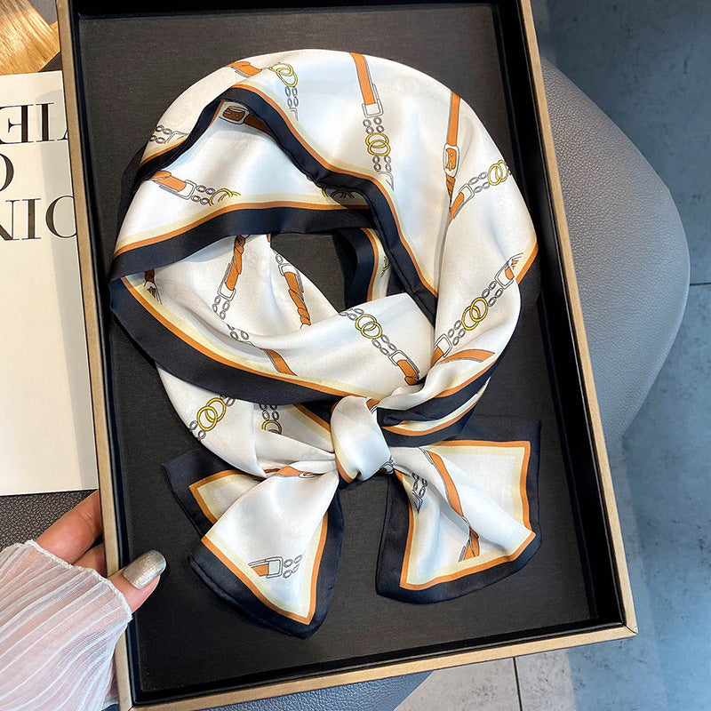 Warm Small Silk Scarf Thin Narrow Ribbon