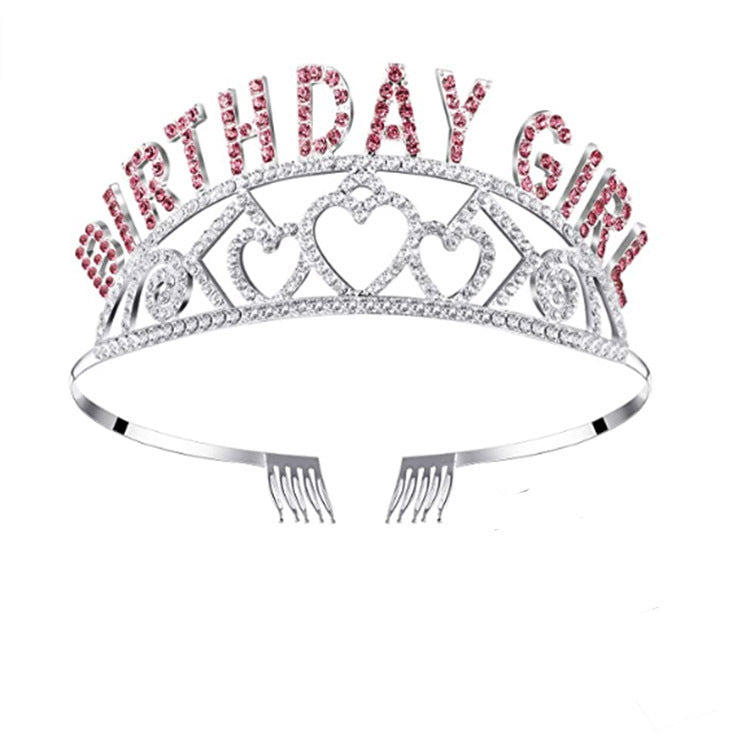 Flash Diamond Birthday Crown Party Decoration Headband Prom Headwear Set