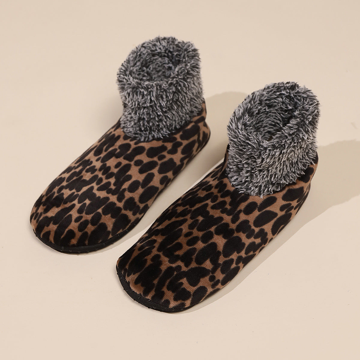 Casual Plus Size Warm Women Winter Leopard Print Room Socks