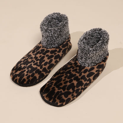 Casual Plus Size Warm Women Winter Leopard Print Room Socks