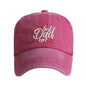Washed Cotton Embroidered Letter Baseball Cap