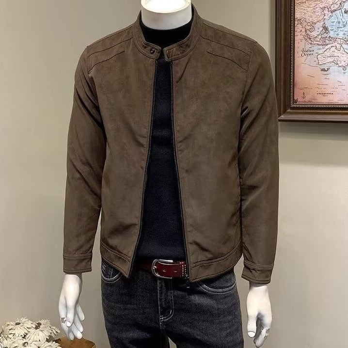 Slim Fit Men's Trendy Spring And Autumn Solid Color Handsome Casual Jacket