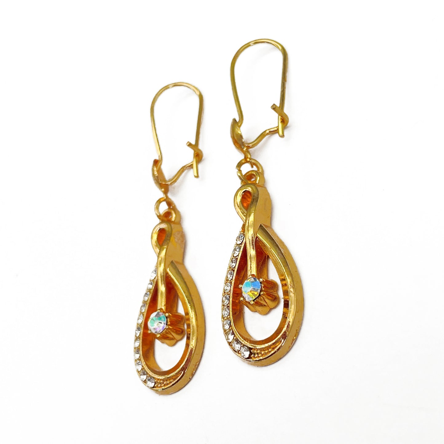 Vintage Inlaid Zircon Shining Diamond Hollowed Fashion Earrings