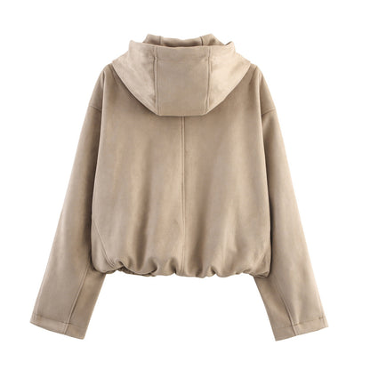 Women's European And American Style Hooded Bomber Jacket