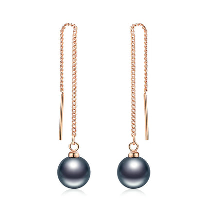 Popular Jewelry Simple Pearl Ear String Rose Gold Earrings