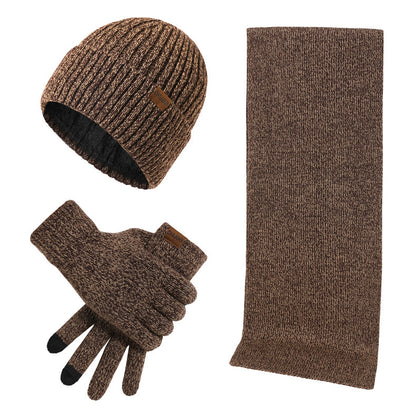 Thermal Knitting Hat Scarf And Gloves Three-piece Set