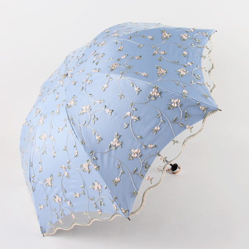 Double Lace Embroidered Umbrellas Storage Umbrella Sunshade
