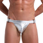 Sexy Men's Double Ding Underwear Hollow Out U Pouch Imitation Leather
