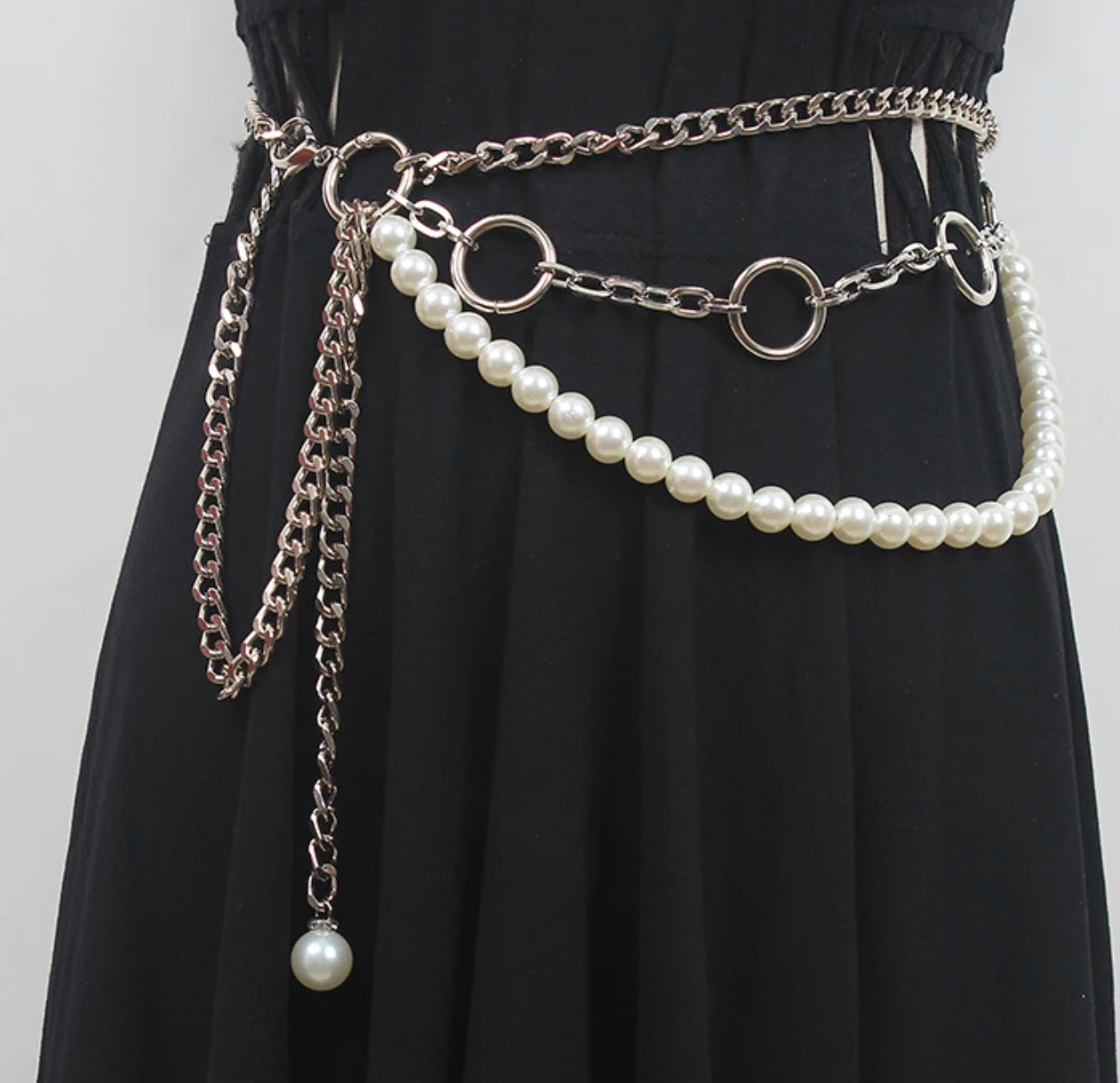 Fashion All-match Pearl Waist Chain Decoration Dress With Skirt Thin Belt Accessories