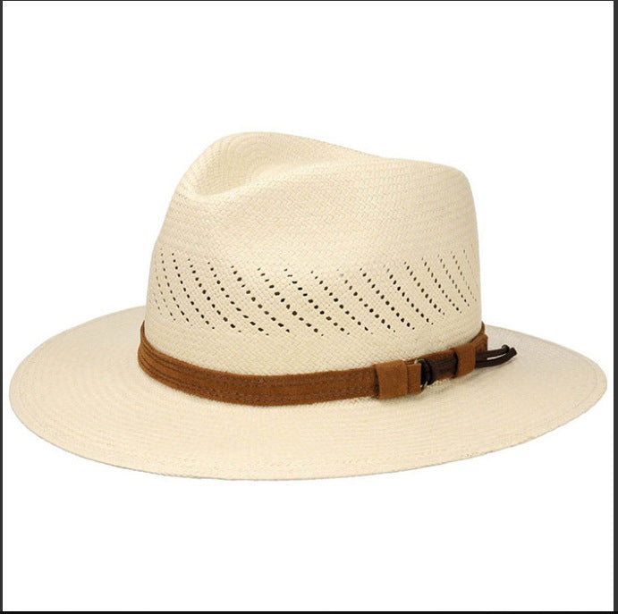 Striped Bow Flat-brimmed Jazz Straw Top Hat
