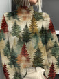 Abstract Printing Casual Cloak Turtleneck Pullover Women