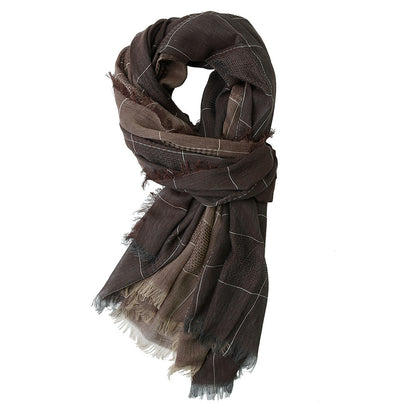 Winter Dual-color Patchwork Plaid Tassel Large Size Scarf