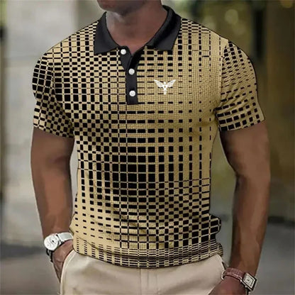 Men's Short-sleeved Polo Shirt Plaid Bat Pattern
