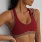 Rib Color Contrast Running Slim Fitness Suit Women Shock Absorbing Gathering Sports Bra