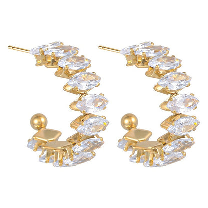 French Simple And Light Luxury Diamond Ring Women's Earrings