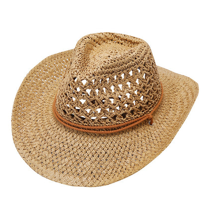Western Cowboy Hat Foldable Hollow Raffia Hat Men And Women
