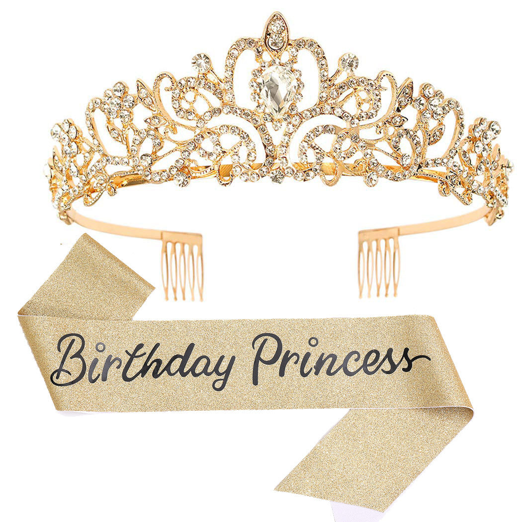 Birthday Party Crown Shoulder Strap Girl Princess Strap Suit