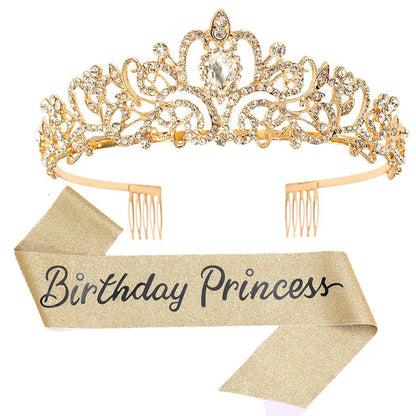 Birthday Party Crown Shoulder Strap Girl Princess Strap Suit
