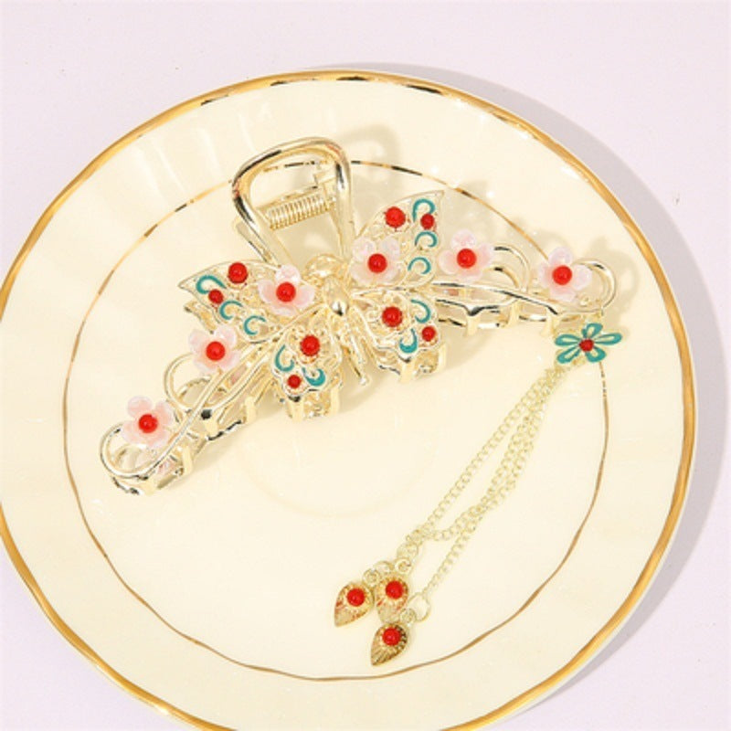 Antique Tassel Large Pearl Clip Metal Hairpin