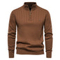 Half-zipper Pullover Sweater Men's Fashion Casual Stand Collar Long-sleeved Knitted Tops Fall Winter Clothing